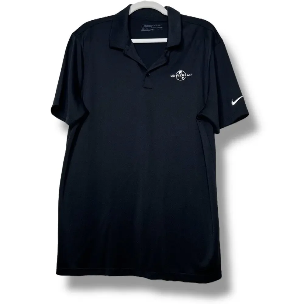 Men's Nike Golf Black Green Standard Dri-Fit Universal Polo Shirt Large